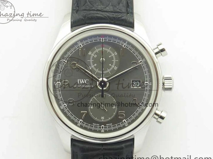 MIROTIME 0308 Portuguese Chrono SS ZF 1:1 Best Edition Gray Dial SS On Black Leather Strap A ZipUp 7215
